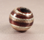 Large 24mm Round White Gold, Striped Maroon, Aventurina